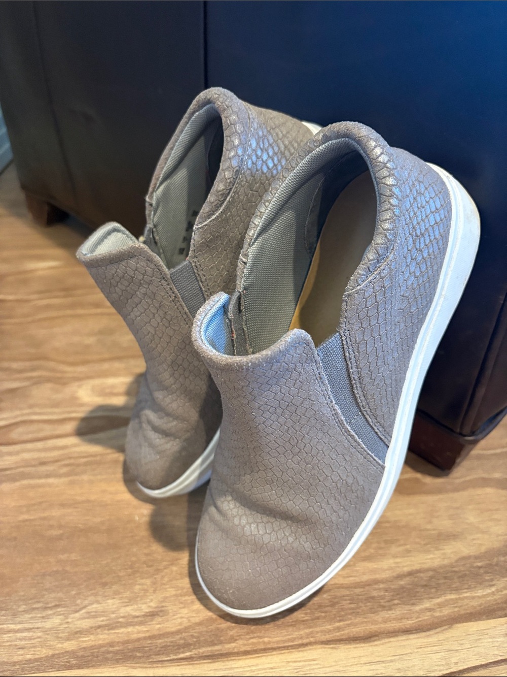 Dr. Scholl's Gray Slip-On Snake-Texture Sneakers